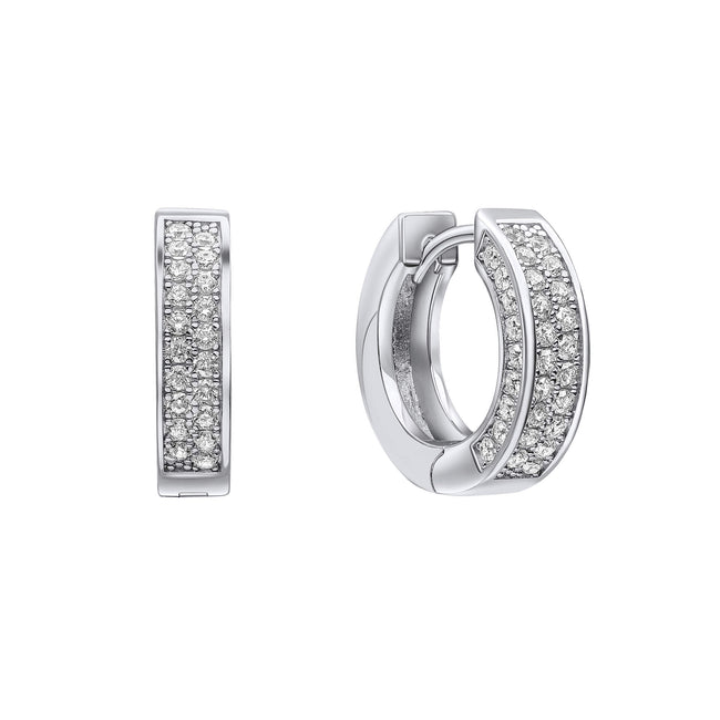 Diamonfire Half Pave Band Hoop Earrings