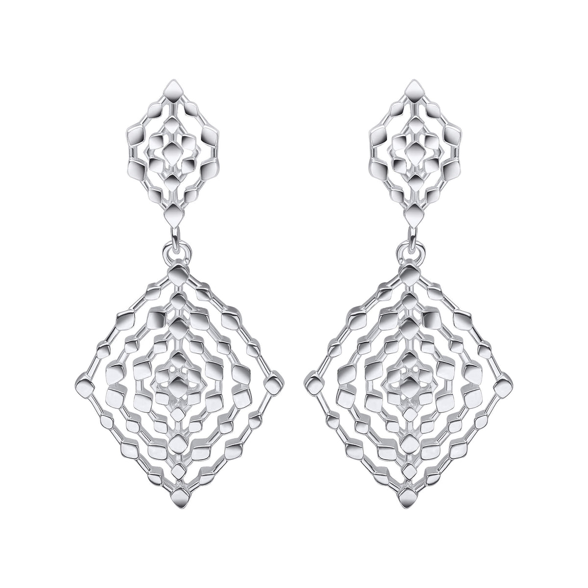 Beginnings Geometrical Lace Textured Drop Earrings
