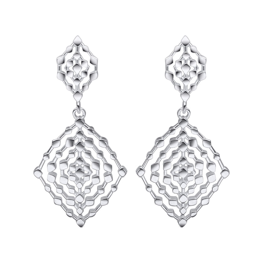 Beginnings Geometrical Lace Textured Drop Earrings