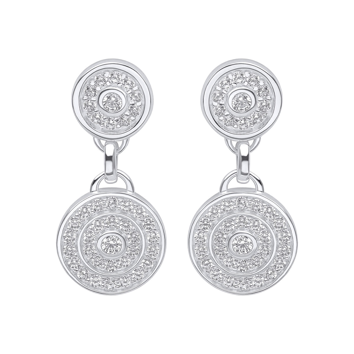 Beginnings Channel Set Circular Drop Earrings