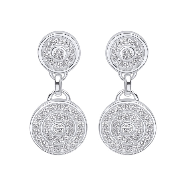 Beginnings Channel Set Circular Drop Earrings