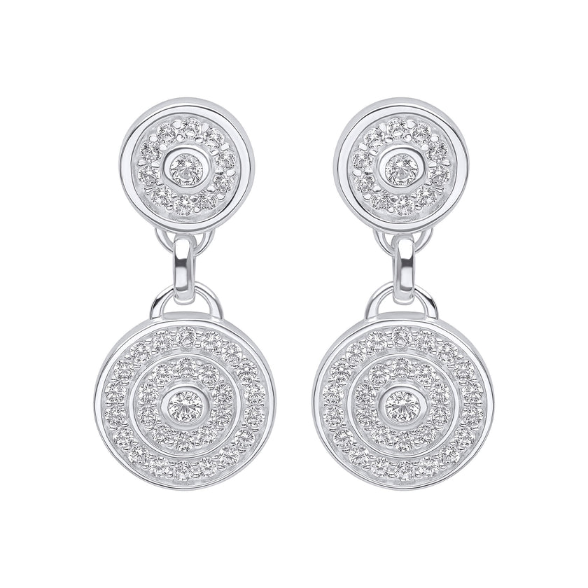 Beginnings Channel Set Circular Drop Earrings