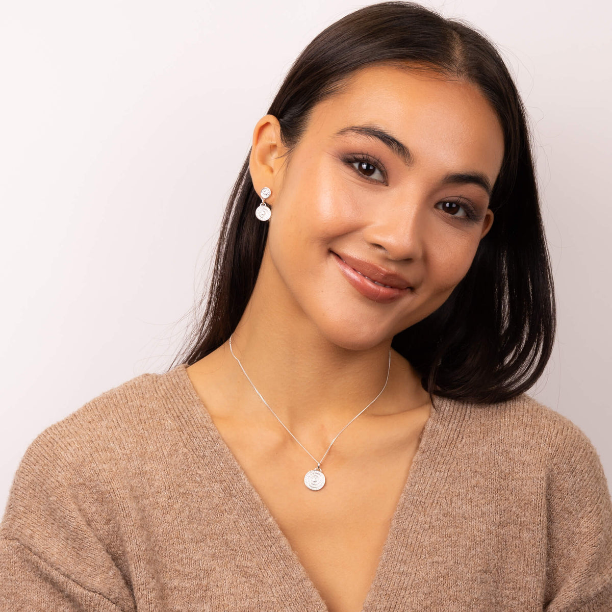 Beginnings Channel Set Circular Drop Earrings