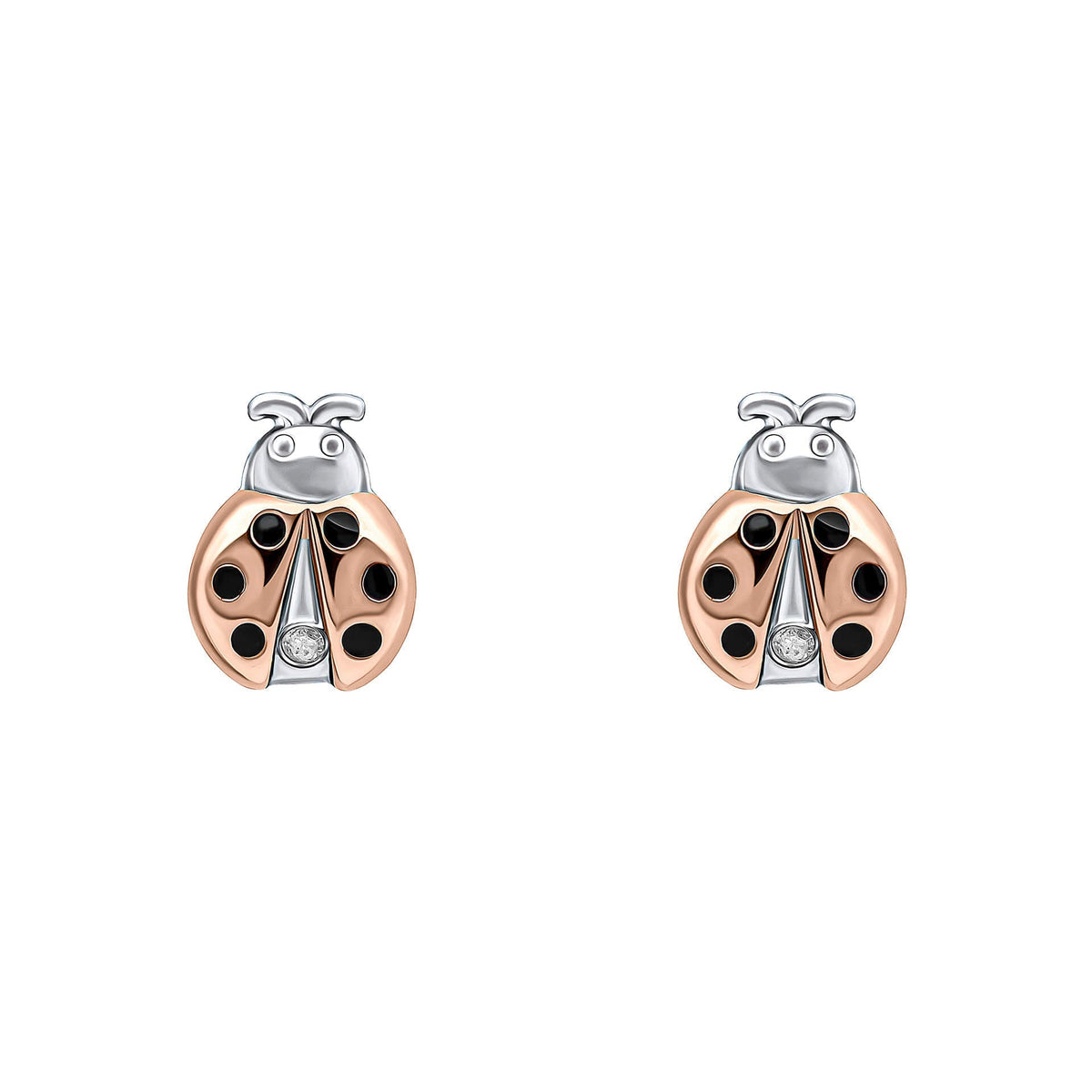 D For Diamond Ladybird Stud Earrings with Diamond