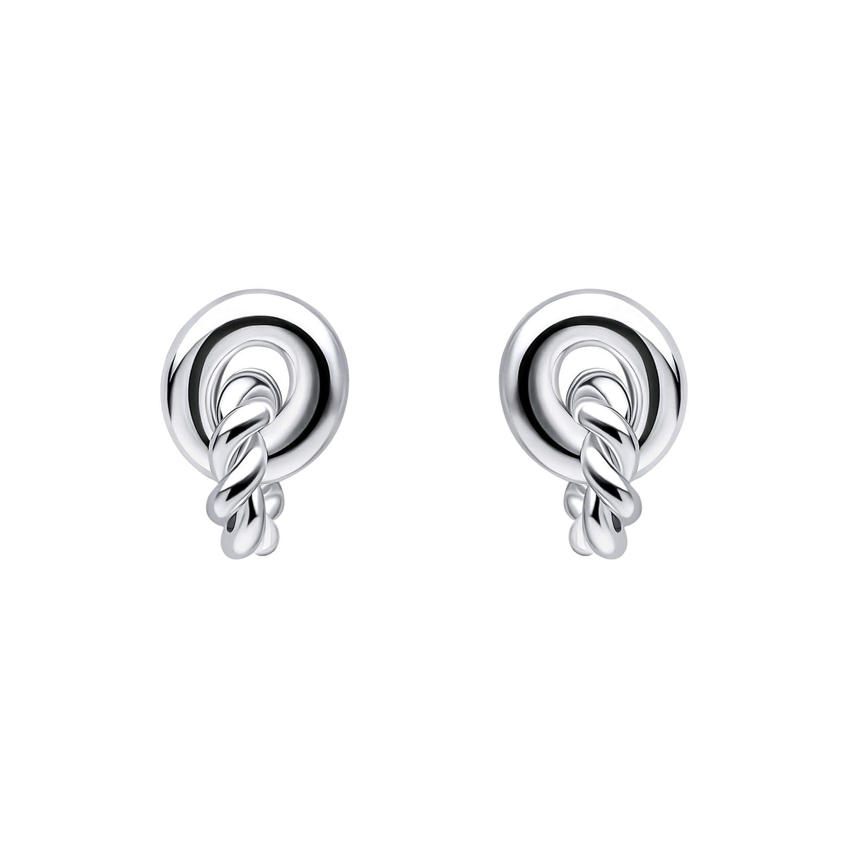 Beginnings Plain and Rope Linked Circles Stud Earrings