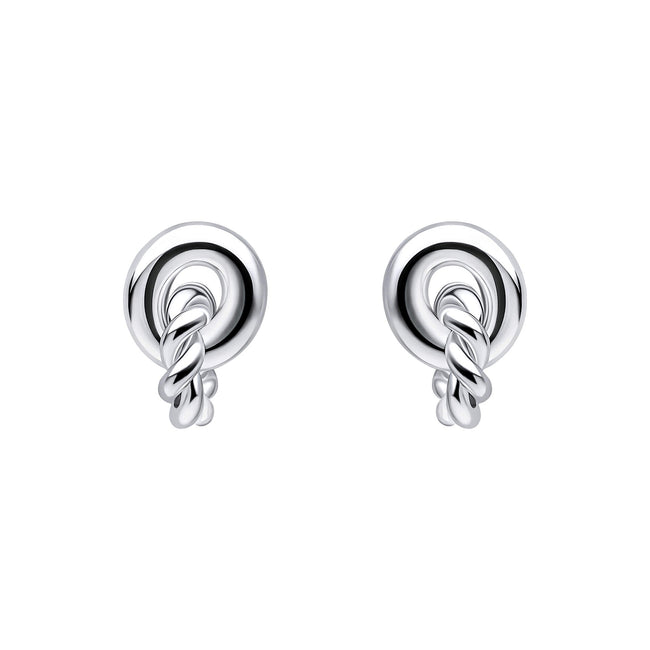 Beginnings Plain and Rope Linked Circles Stud Earrings