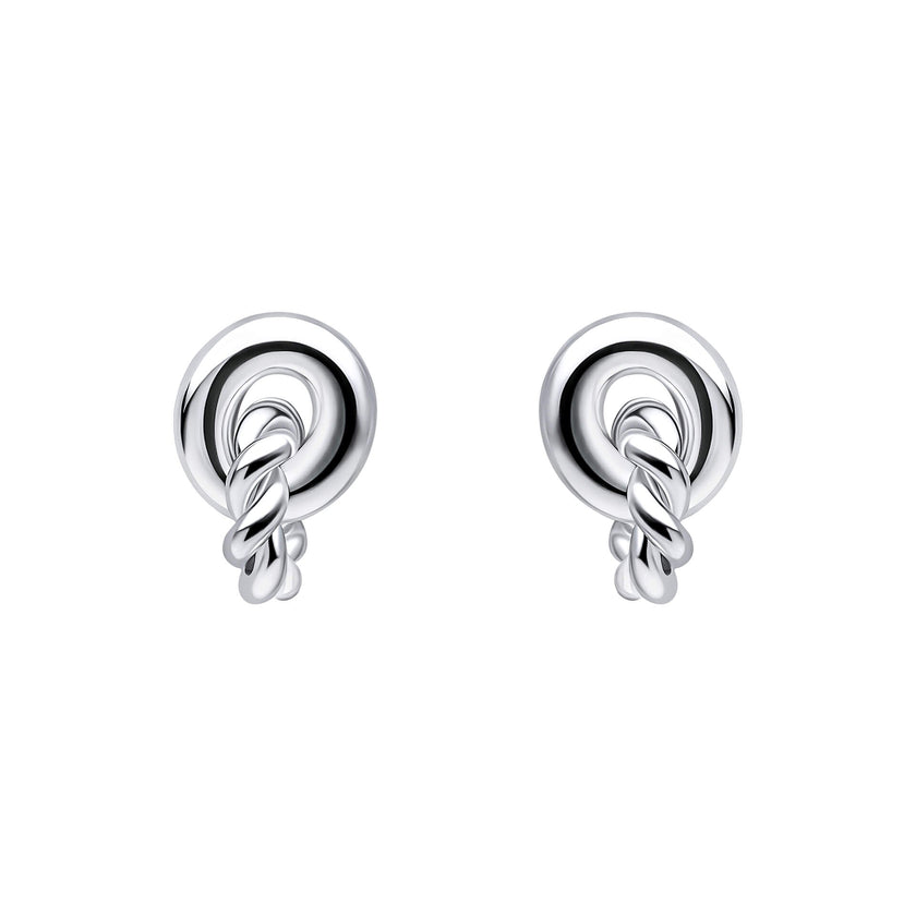 Beginnings Plain and Rope Linked Circles Stud Earrings