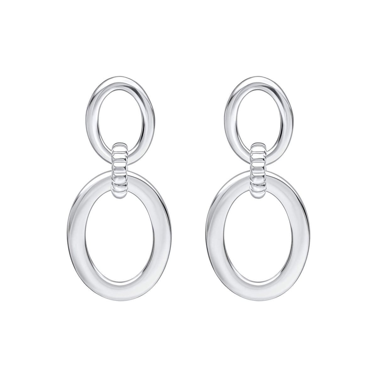 Beginnings Double Oval Drop Earrings with Textured Connection Link