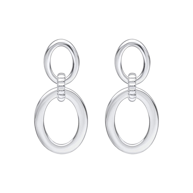 Beginnings Double Oval Drop Earrings with Textured Connection Link