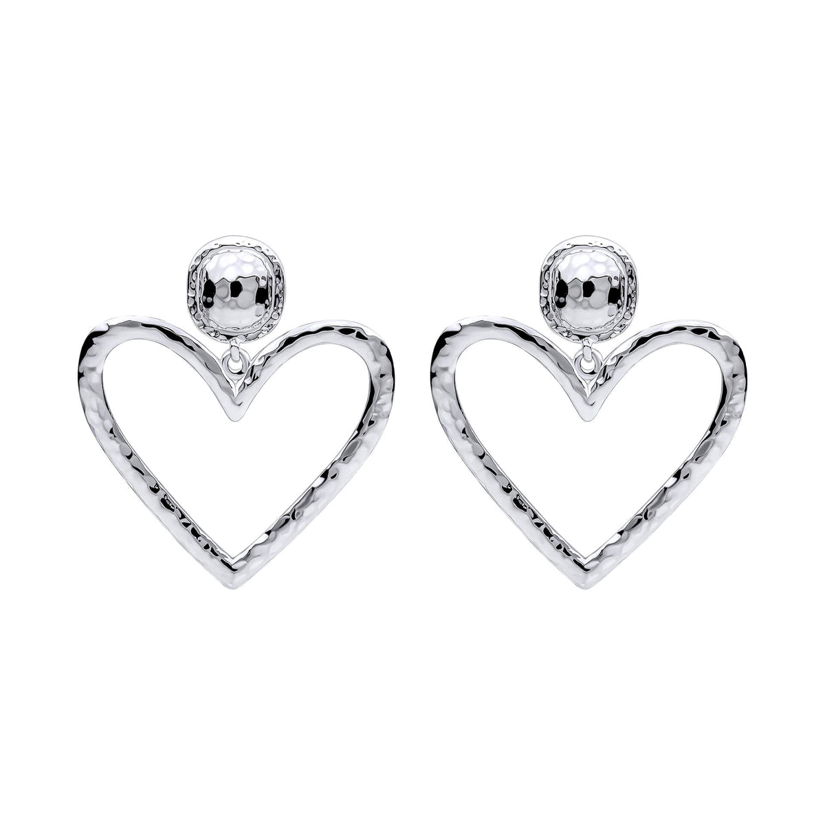 Beginnings Large Hammered Heart Drop Earrings