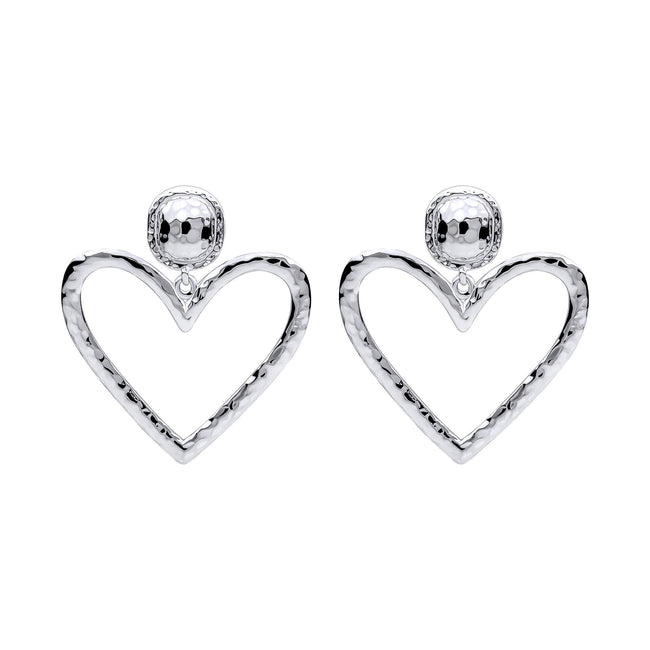 Beginnings Large Hammered Heart Drop Earrings