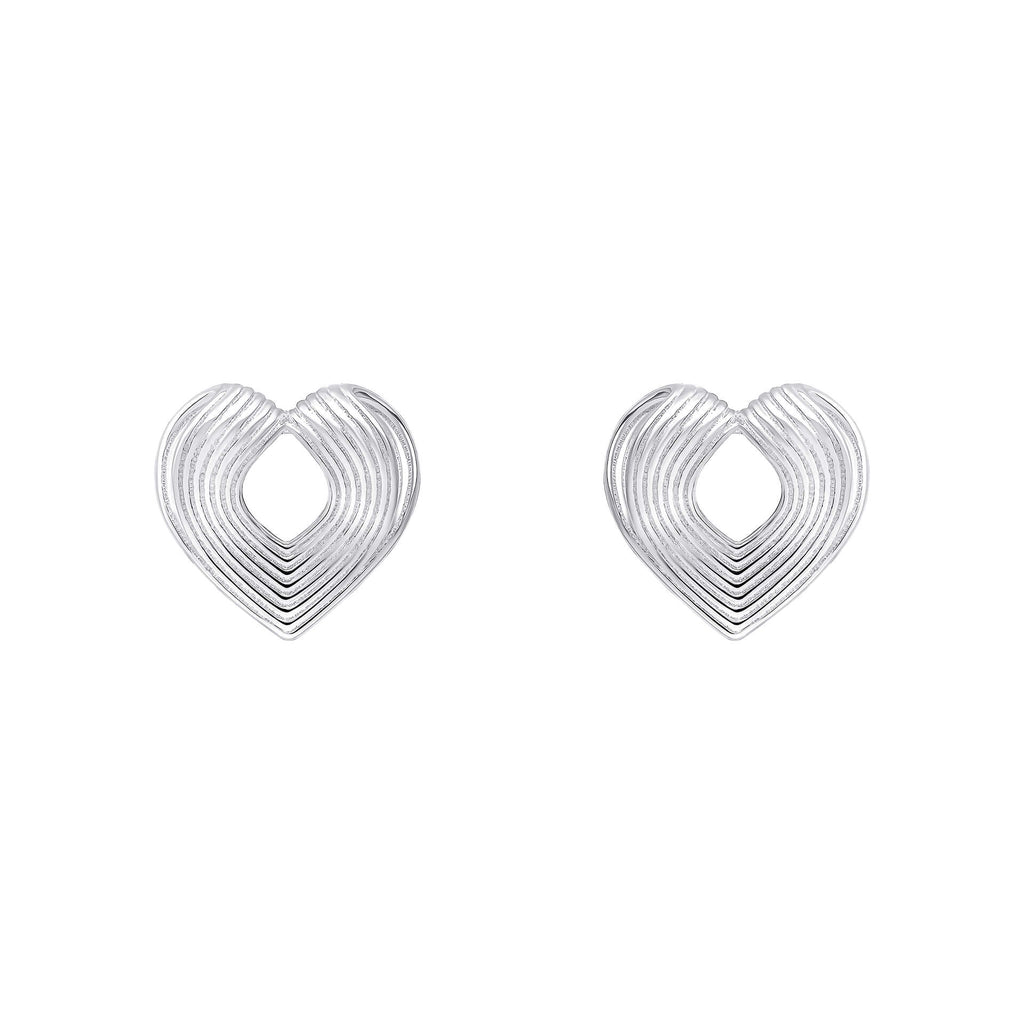 Beginnings Ridged Heart Stud Earrings