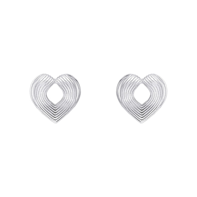 Beginnings Ridged Heart Stud Earrings