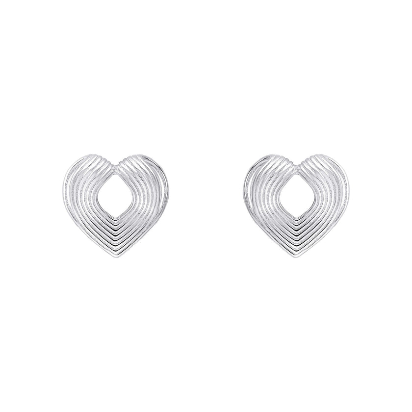 Beginnings Ridged Heart Stud Earrings