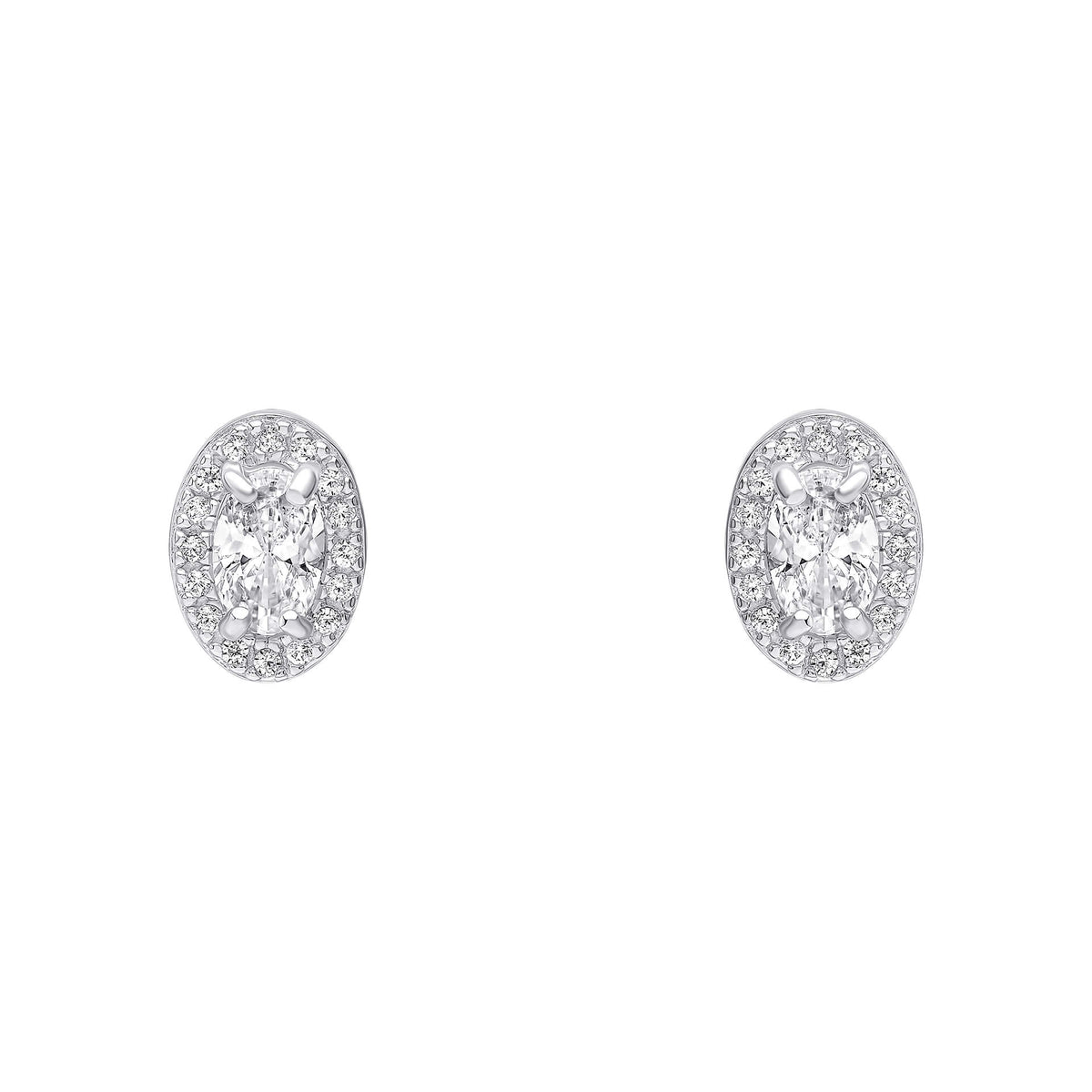Beginnings Oval Halo Stud Earrings