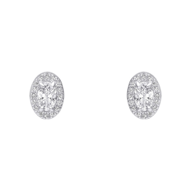 Beginnings Oval Halo Stud Earrings