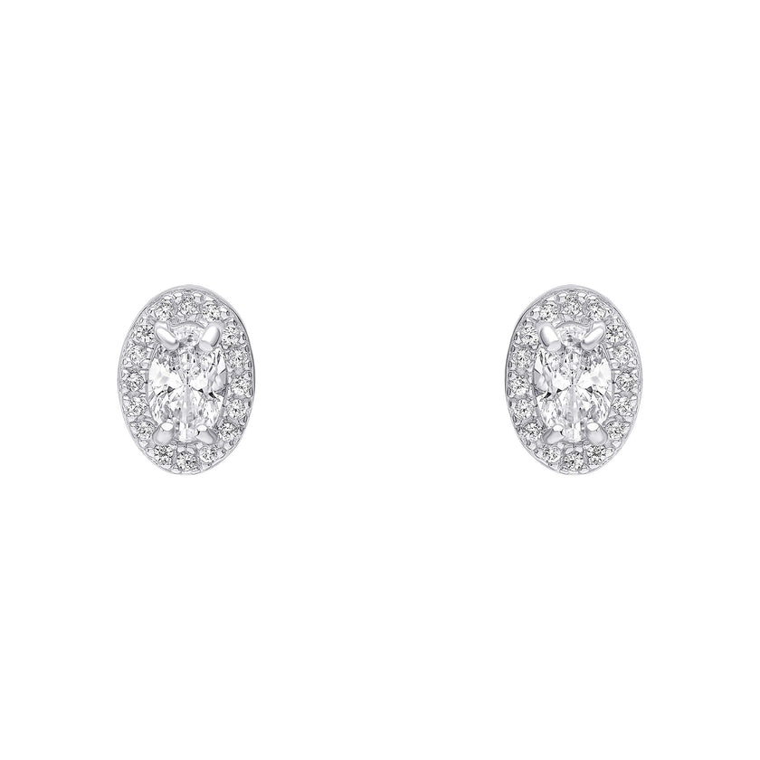 Beginnings Oval Halo Stud Earrings