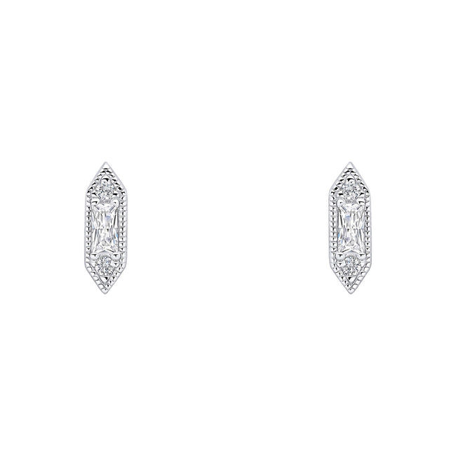 Beginnings Elongated Hexagon Stud Earrings