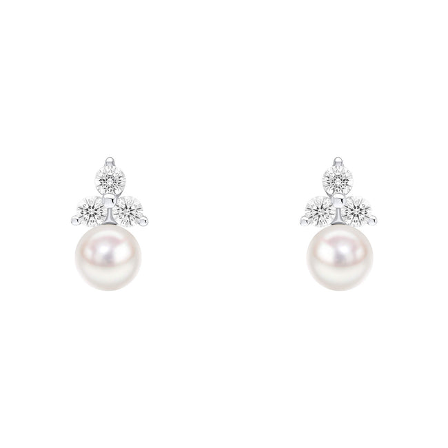 Beginnings Shell Pearl Stud Earrings with Cubic Zirconia