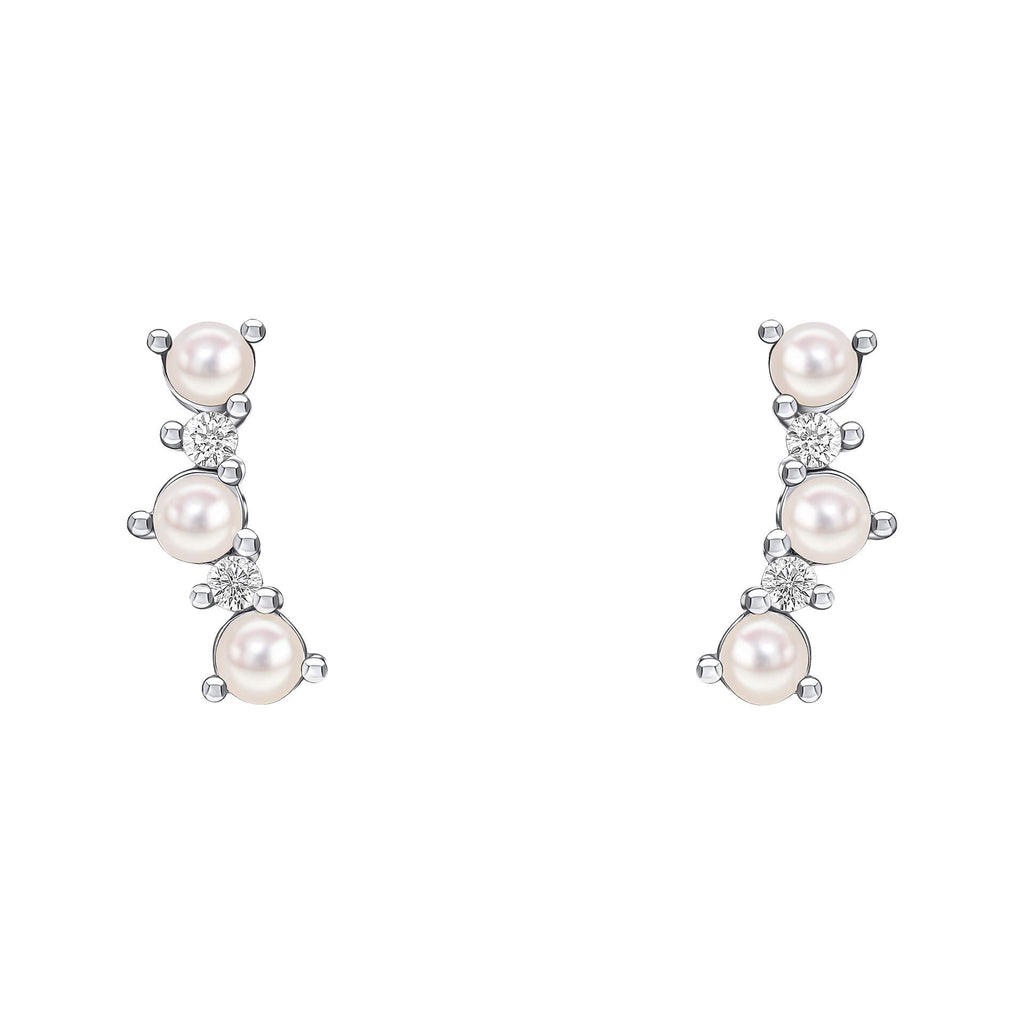 Beginnings Curved Freshwater Pearl and Cubic Zirconia Crawler Earrings