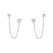 Beginnings Cubic Zirconia Chain Connector Double Stud Earrings