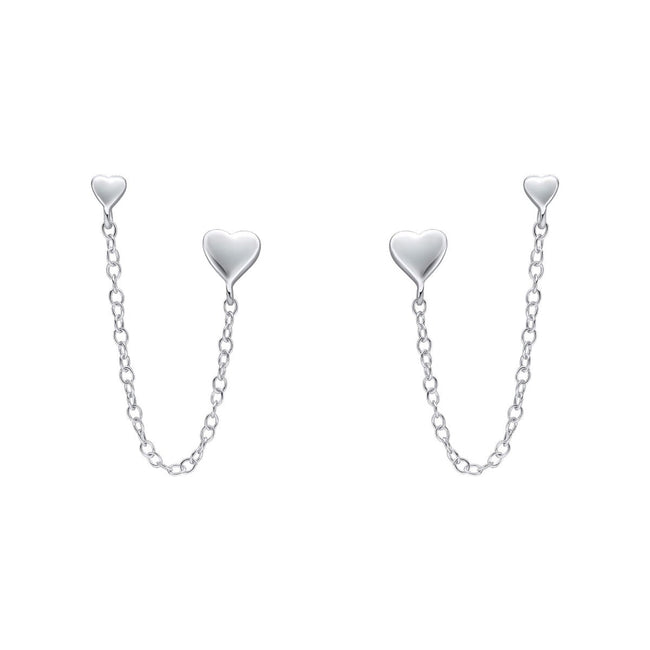 Beginnings Heart Chain Connector Double Stud Earrings