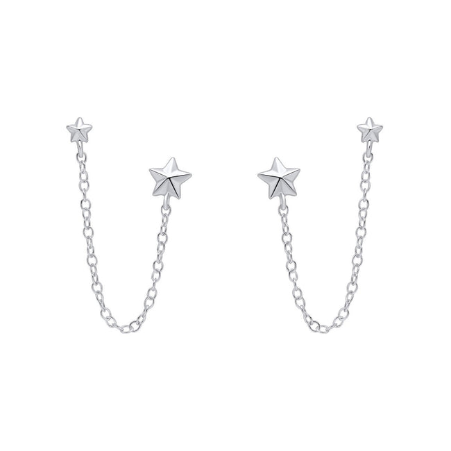 Beginnings Star Chain Connector Double Stud Earrings