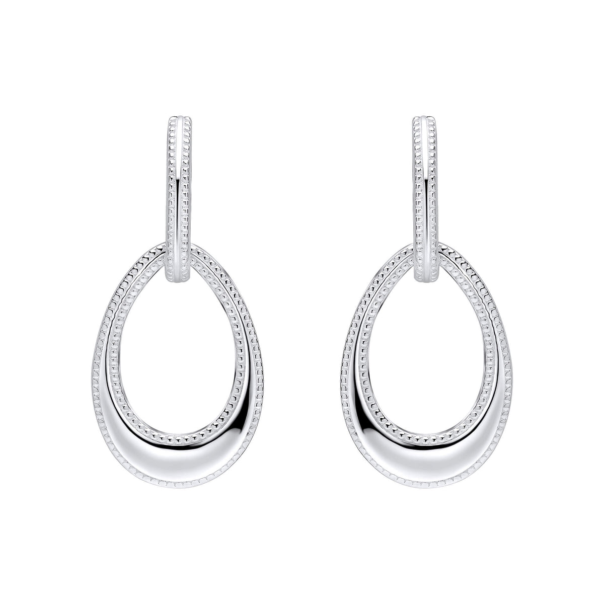 Beginnings Open Teardrop Earrings with Millegrain Edge