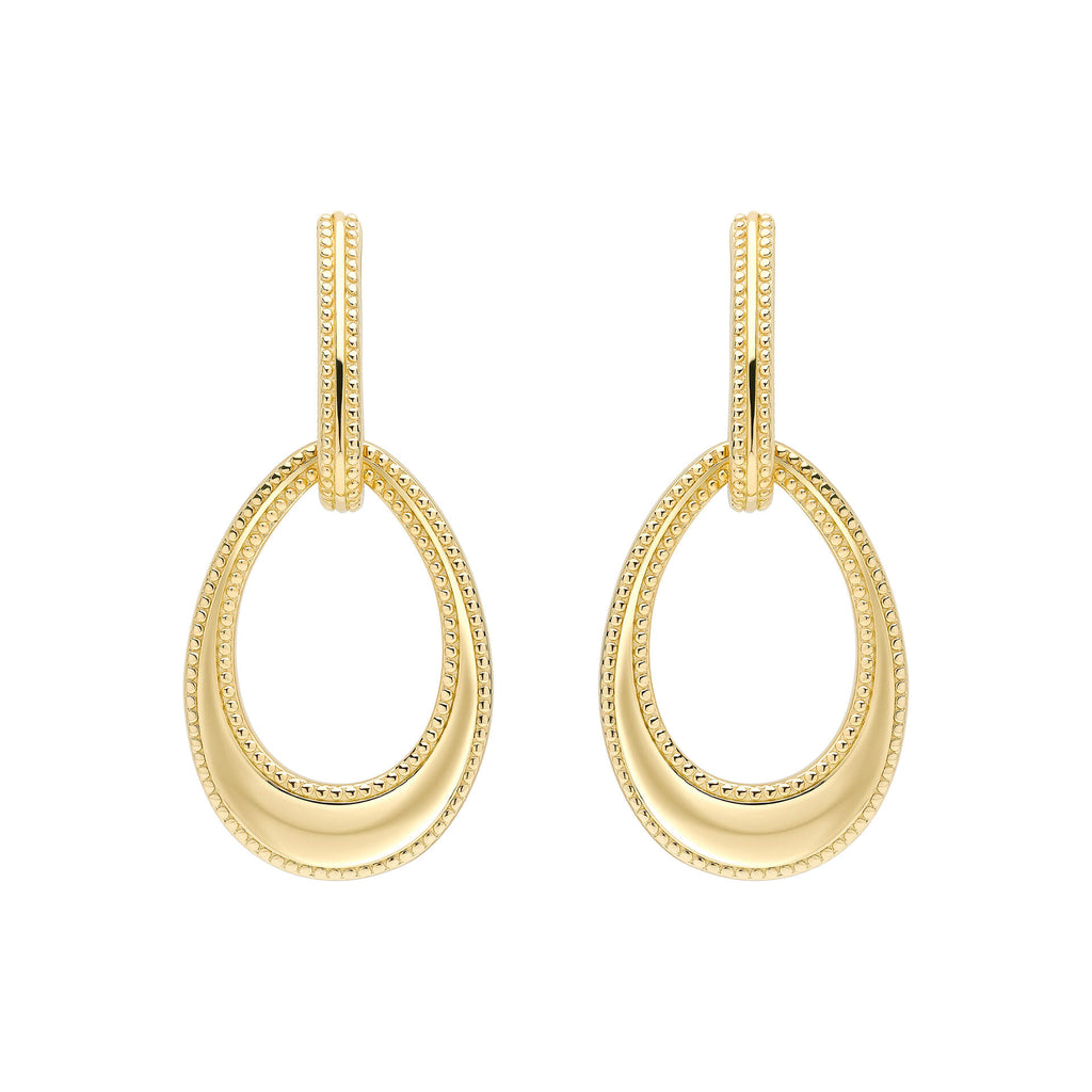 Beginnings Open Teardrop Earrings with Millegrain Edge