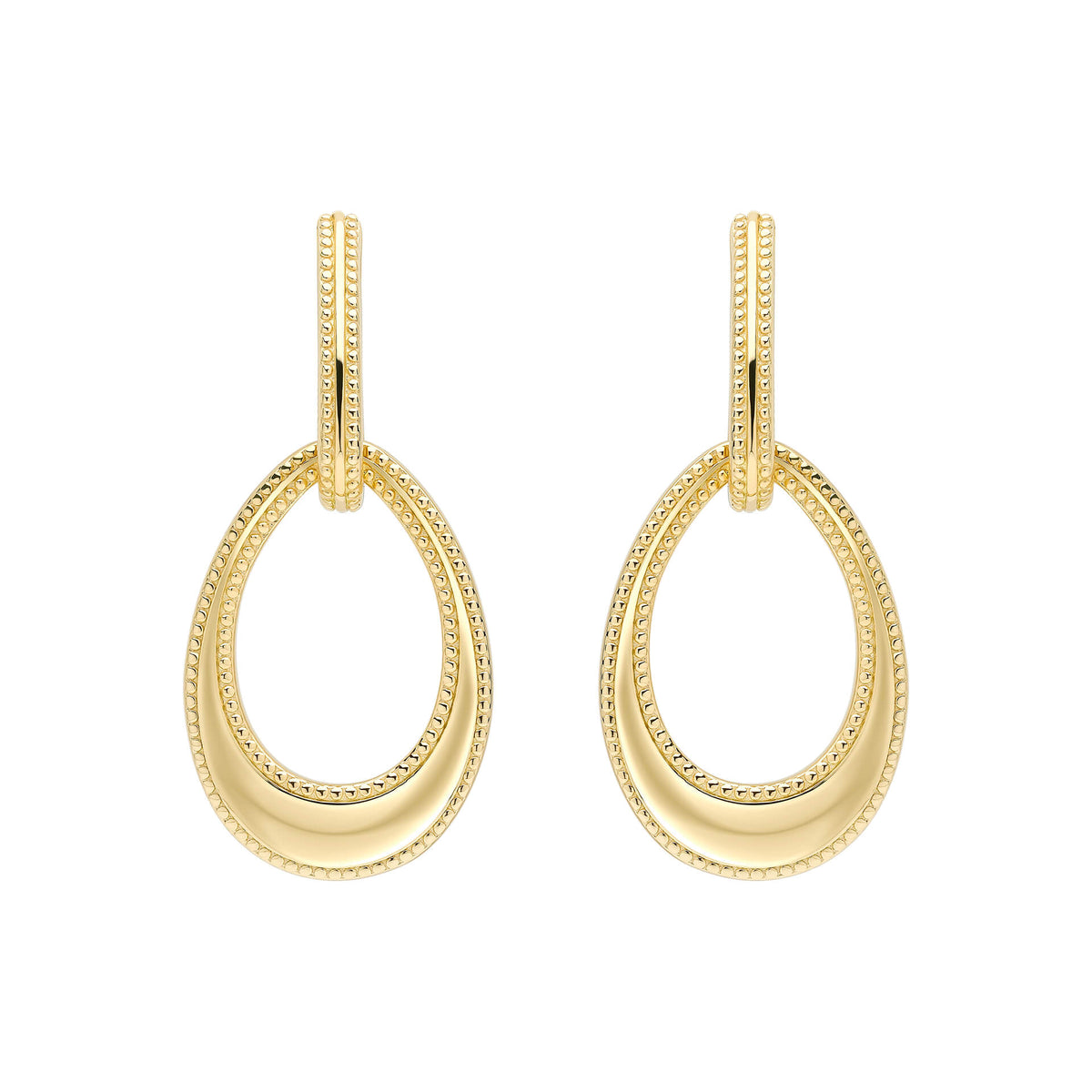 Beginnings Open Teardrop Earrings with Millegrain Edge