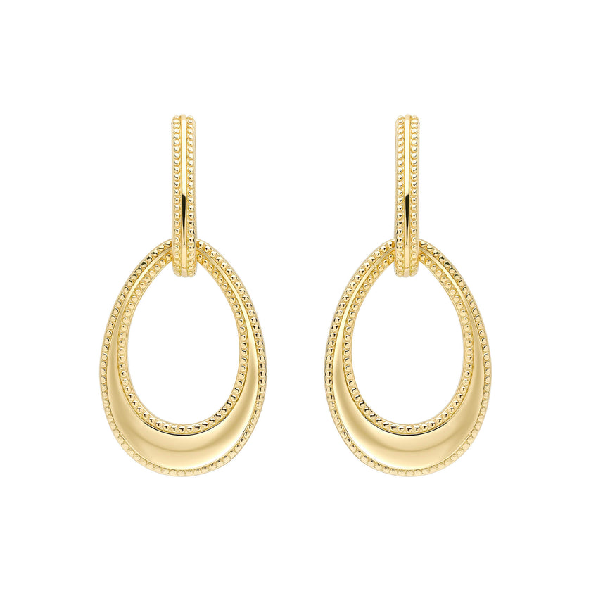 Beginnings Open Teardrop Earrings with Millegrain Edge