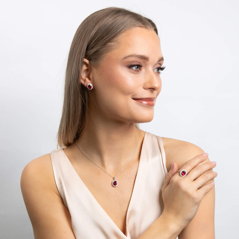 Diamonfire Oval Stud Earrings with Surround