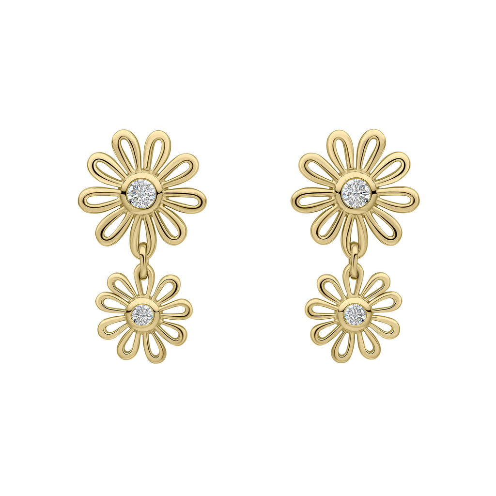 Laura Ashley Silver Thorncliff Daisy Drop Earrings