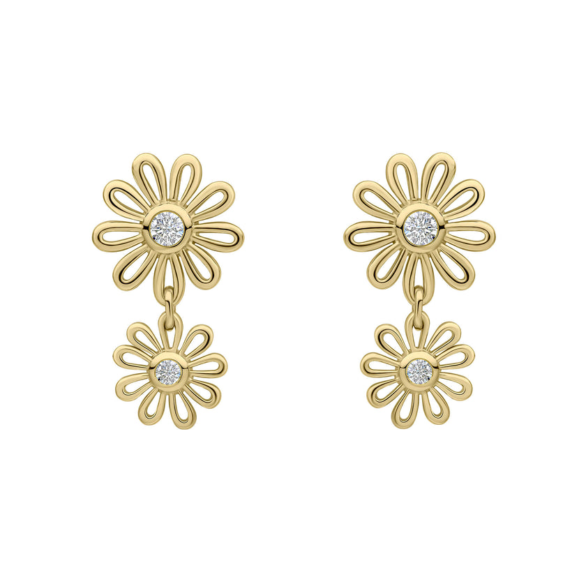 Laura Ashley Silver Thorncliff Daisy Drop Earrings