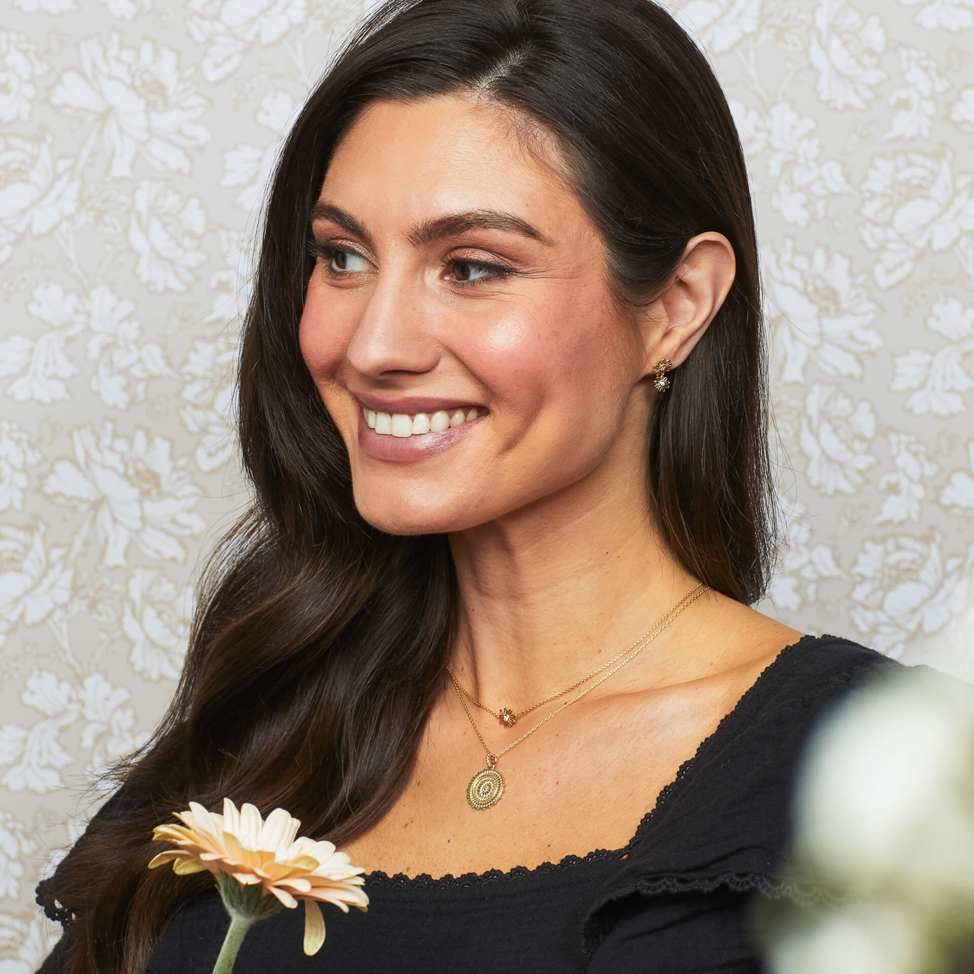 Laura Ashley Silver Thorncliff Daisy Drop Earrings
