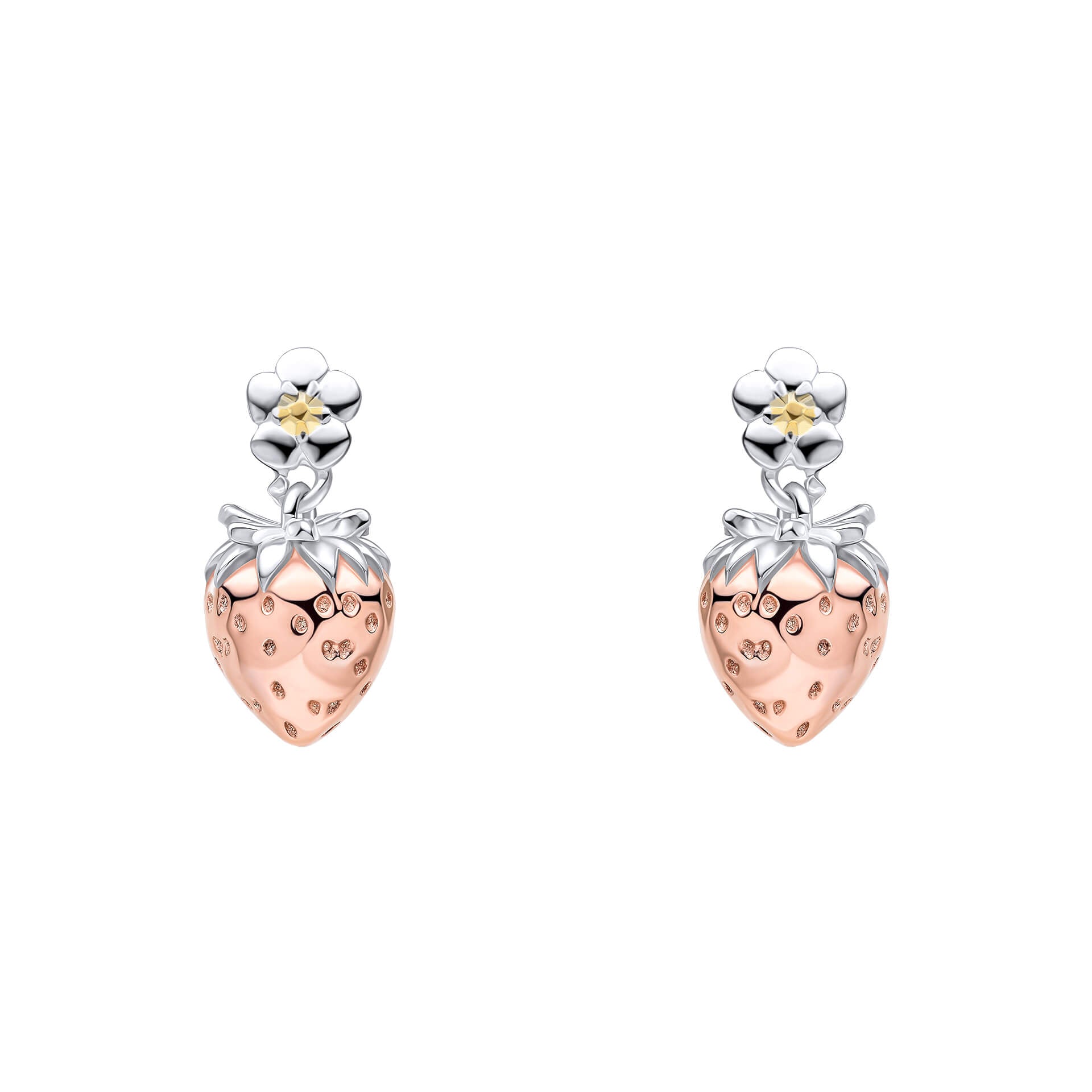 Pendientes Laura Ashley de plata con diseño de fresa