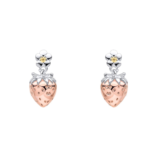 Pendientes Laura Ashley de plata con diseño de fresa