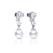 Diamonfire Shell Pearl Drop Earrings with Zirconia Cluster