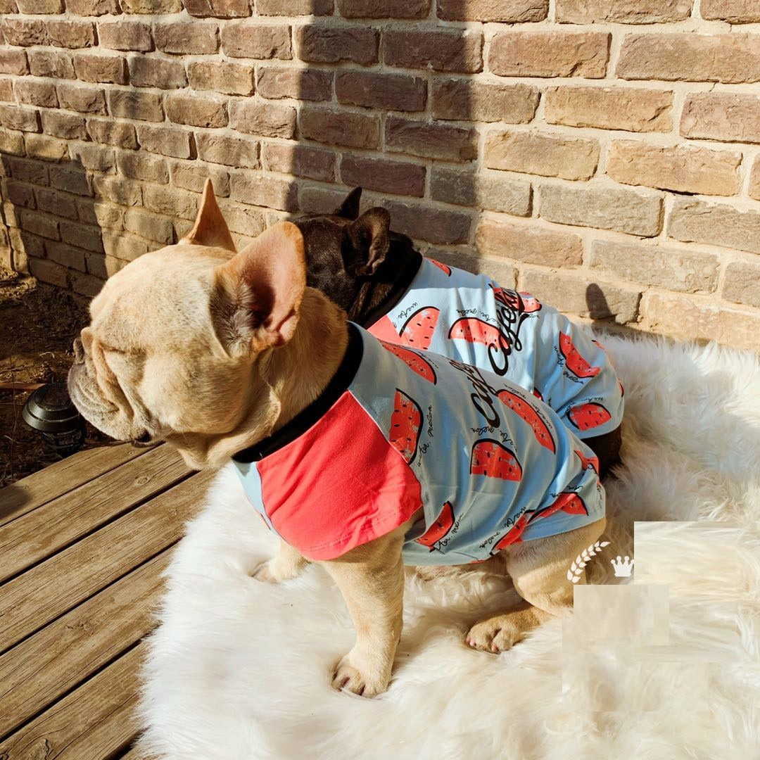 Frühling und Herbst dünne kurzärmelige Hundekleidung aus Baumwolle