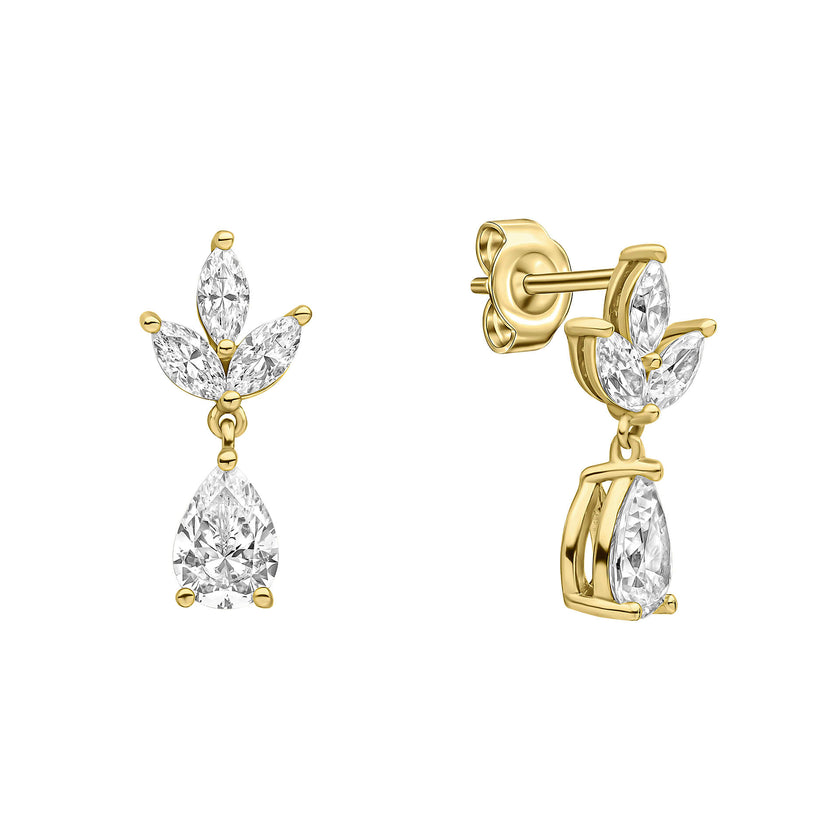 Diamonfire Vine Leaf Earrings with Teardrop Drop