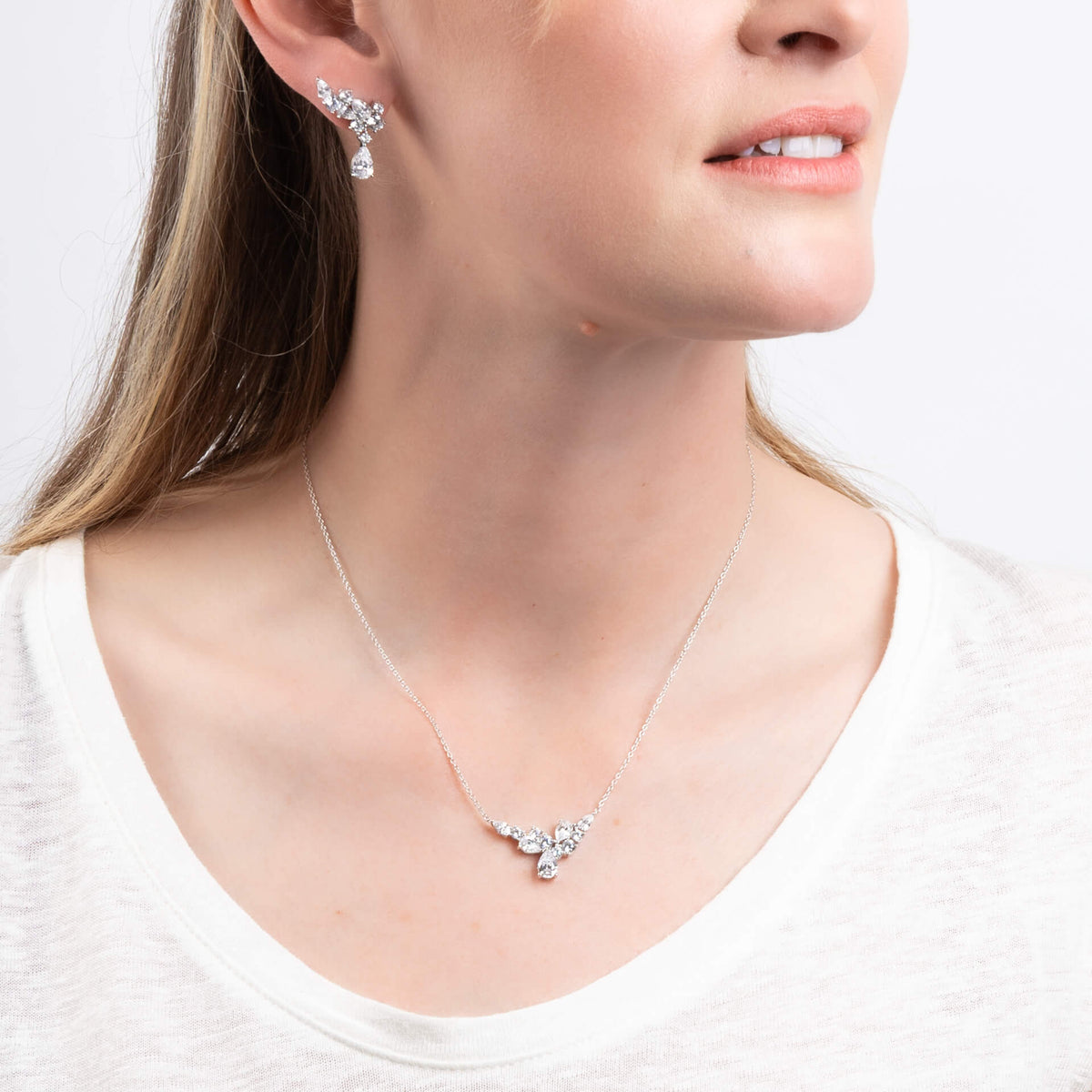 Diamonfire Statement Multi-Cut Zirconia Crawler Earrings with Drop