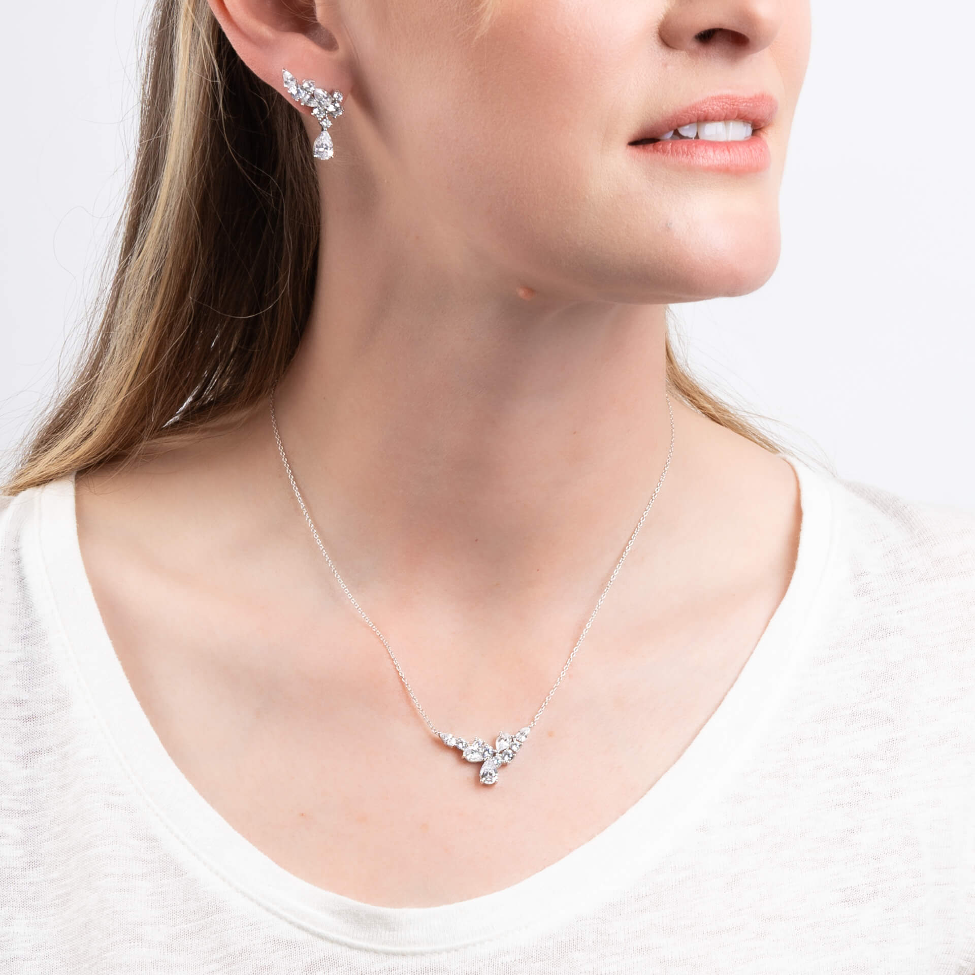 Diamonfire Statement Multi-Cut Zirconia Crawler Earrings with Drop