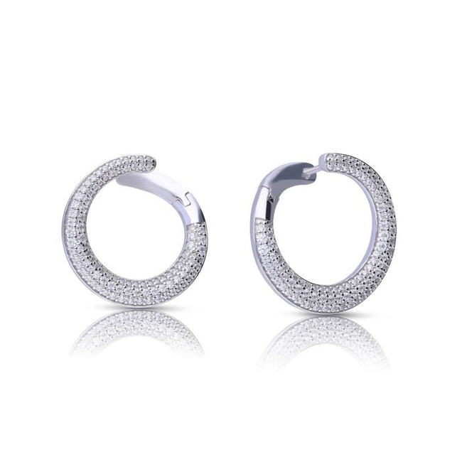 Diamonfire Pave Swirl Open Circle Earrings