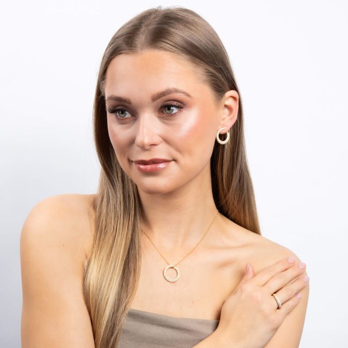 Diamonfire Pave Swirl Open Circle Earrings