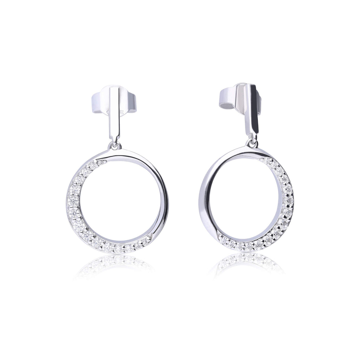 Diamonfire Half Pave Open Circle Earrings
