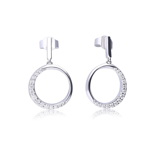 Diamonfire Half Pave Open Circle Earrings