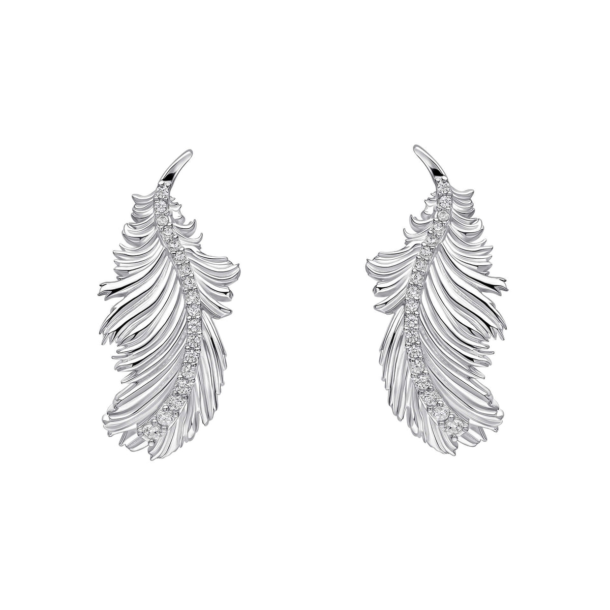 Laura Ashley Silver Plume Feather Stud Earrings