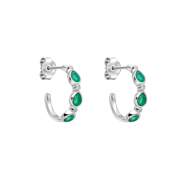 Pendientes de aro Laura Ashley con flores de espino plateadas