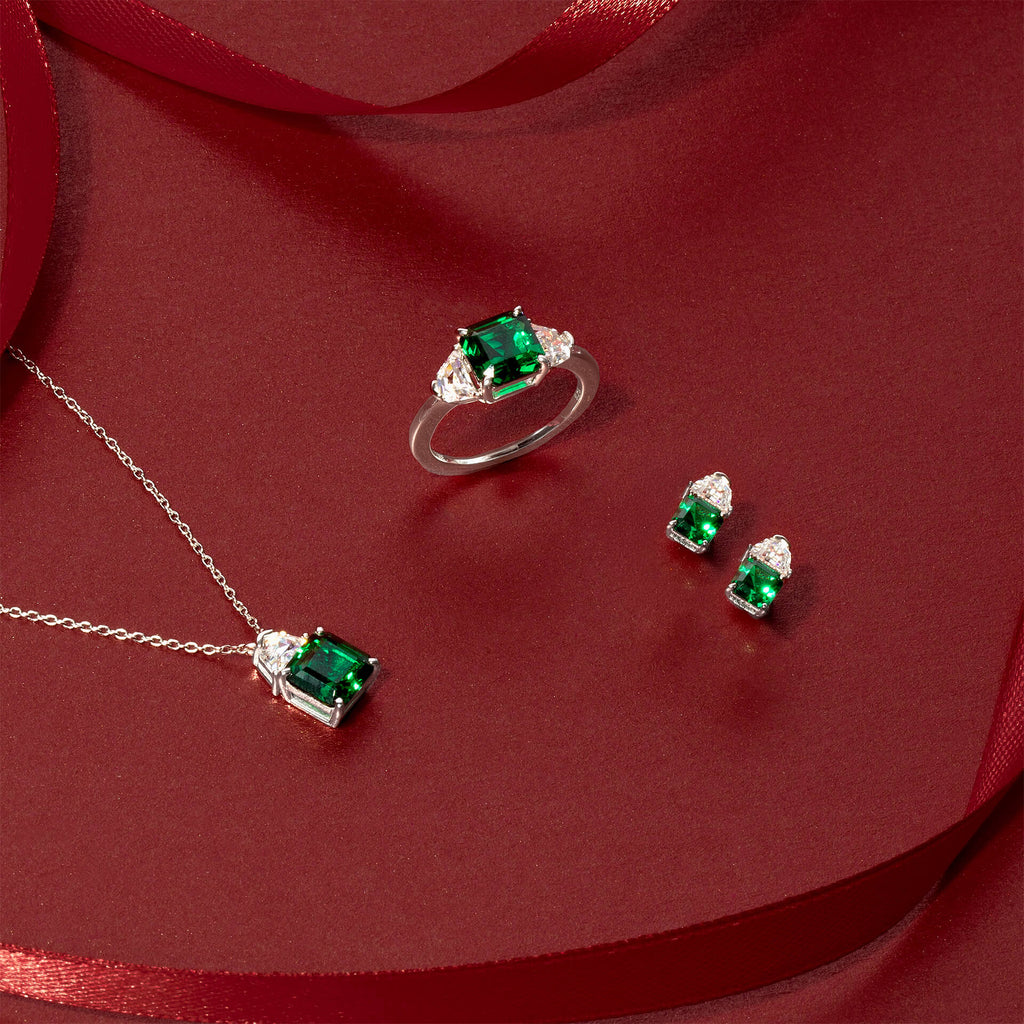 Diamonfire Square Cut Trilogy Ring