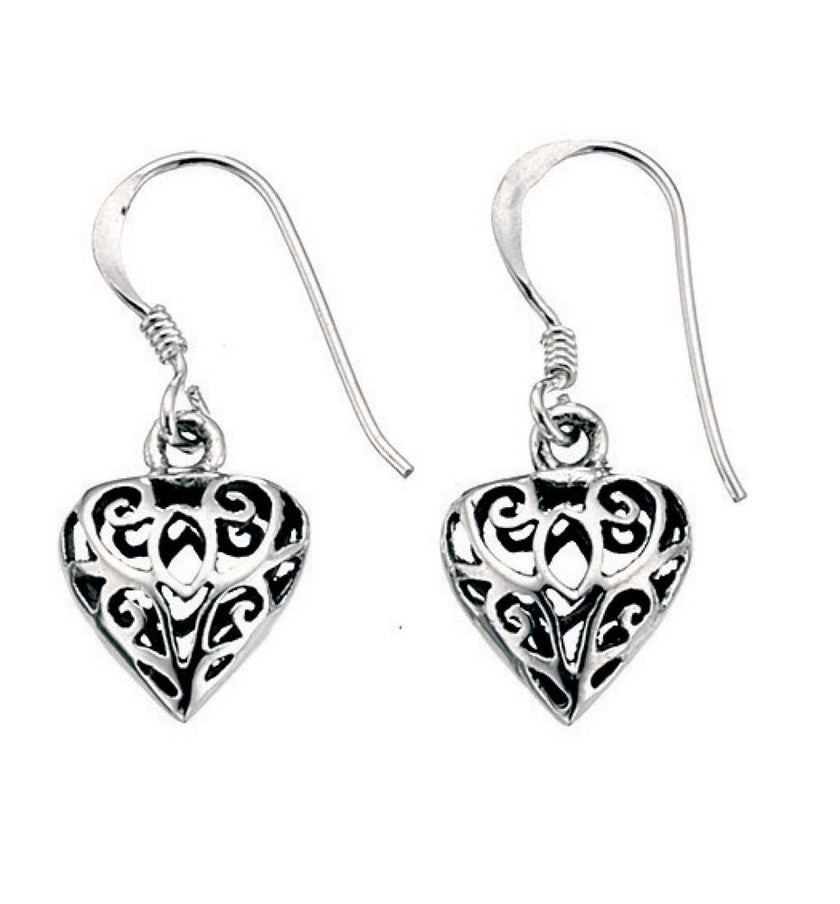 Beginnings Filigree Heart Drop Earrings